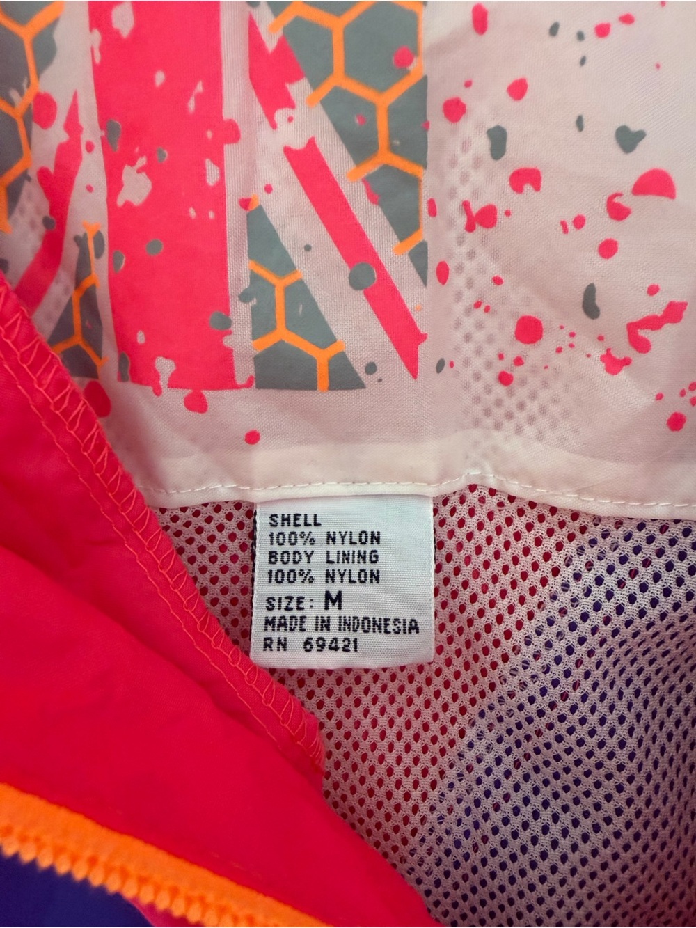 VTG Reebok Sport Spell Out Neon Windbreaker Jacket 90s Vaporwave Pink Womens M - Picture 6 of 8
